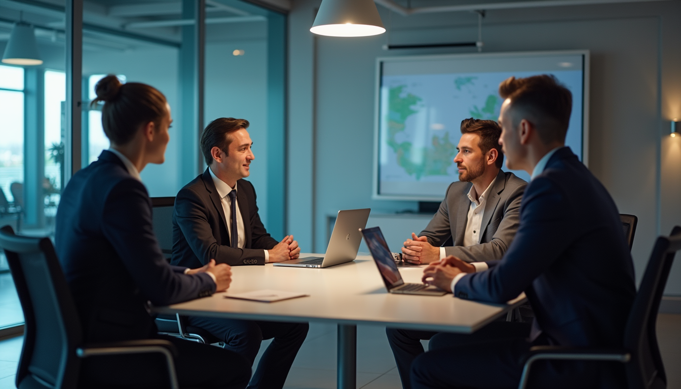 Eye-level view of a business meeting with a fractional CIO discussing technology strategy