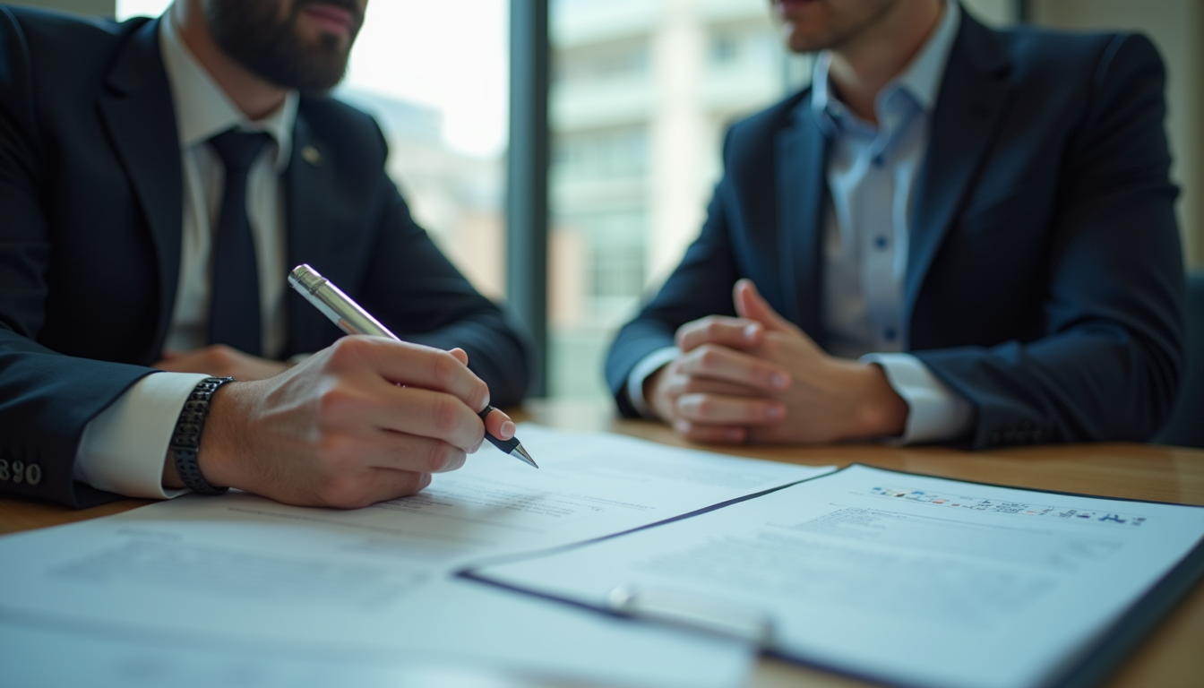 Close-up view of a business meeting with a fractional CTO discussing vendor contracts